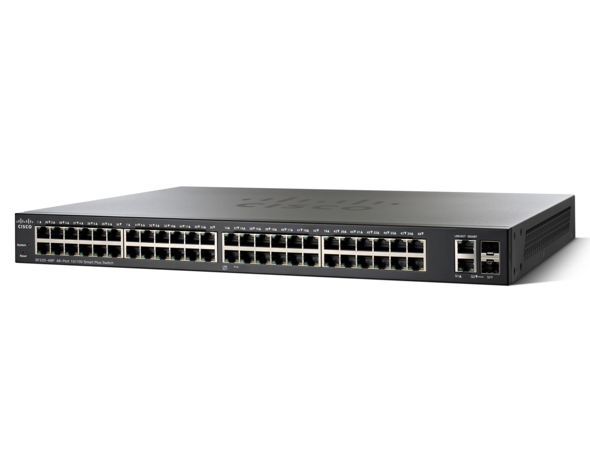 SF220-48P-K9-EU Sf220-48p 48-port 10/100 poe smart switch Cisco Santreyd  - Вид №1