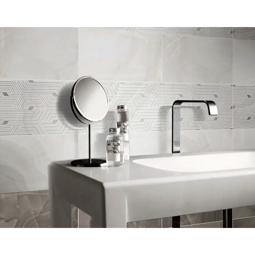 Вставка настенная Axima Комо D2 25x50 см глянцевая цвет белые линии STLM-2119162 - Вид №3