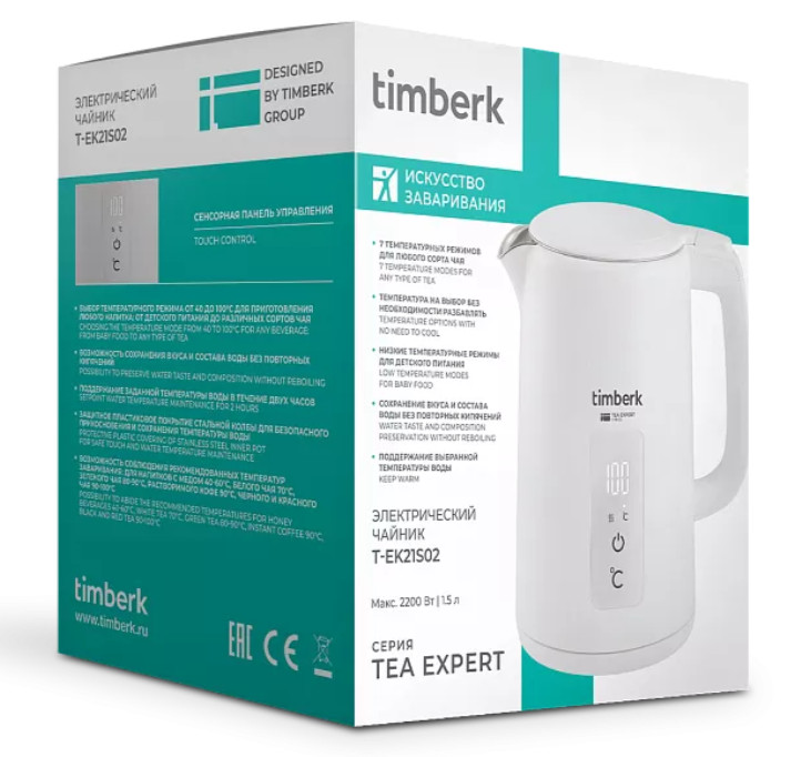 9079360 Электрочайник Timberk T-EK21S02 белый STDN-0051398 - Вид №5