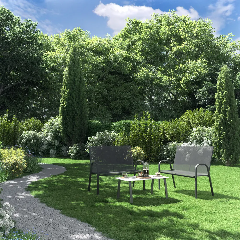 Стол садовый Alma 85x45x35 см сталь/стекло серый Santreyd STLM-2181915 - Вид №5