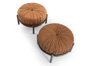 Круглый кожаный пуф