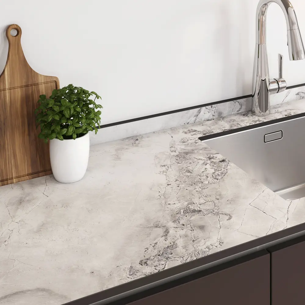 Столешница кухонная Кристалл L807 120x80x1.6 см HPL-пластик цвет белый Santreyd STLM-2072629 - Вид №4