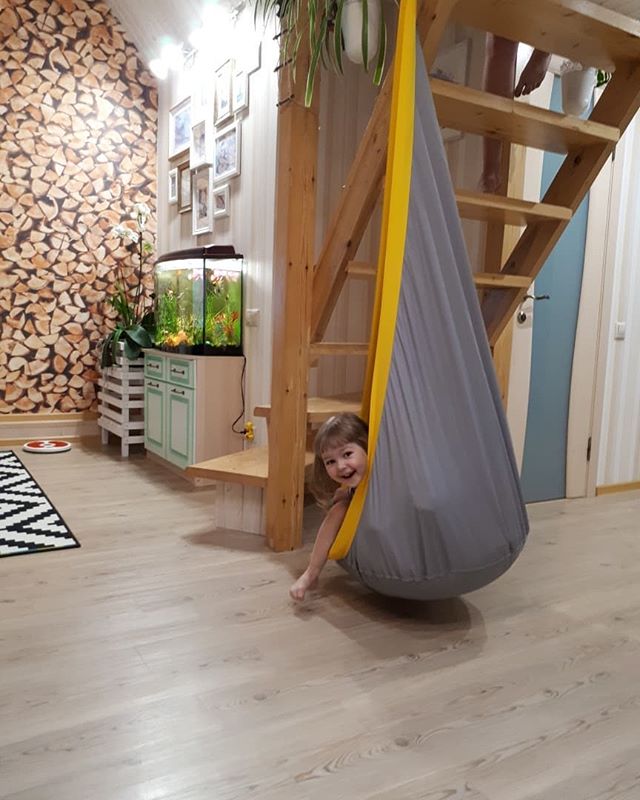 Подвесное кресло-кокон серо-желтое ПОКАЧАЙКА  326714 Серый Santreyd  - Вид №1