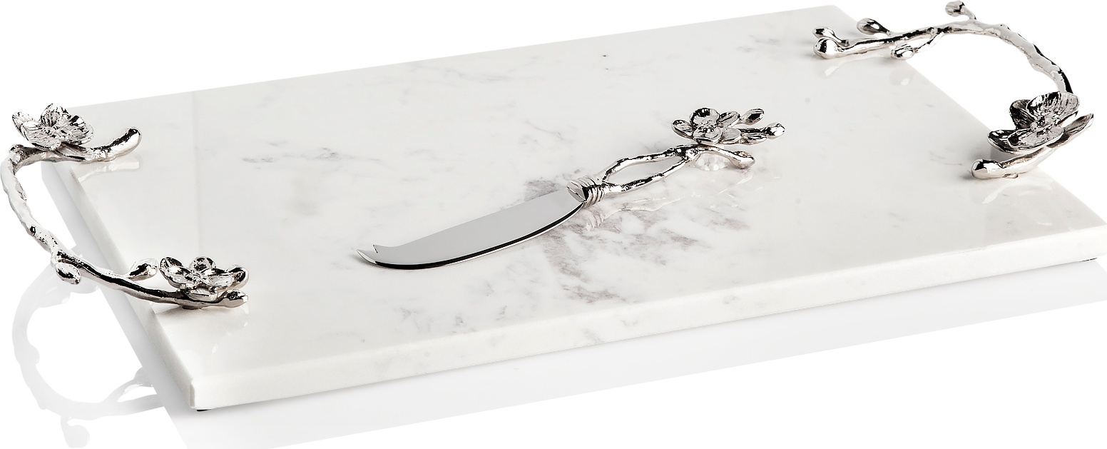 10608114 Michael Aram Доска для сыра с ножом Michael Aram Белая орхидея 46см, мрамор Мрамор 