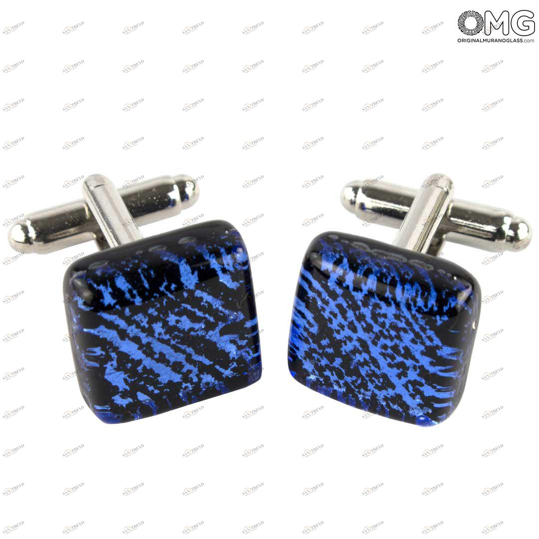 3998 ORIGINALMURANOGLASS Запонки ультрамарин - муранское стекло OMG 1 см 