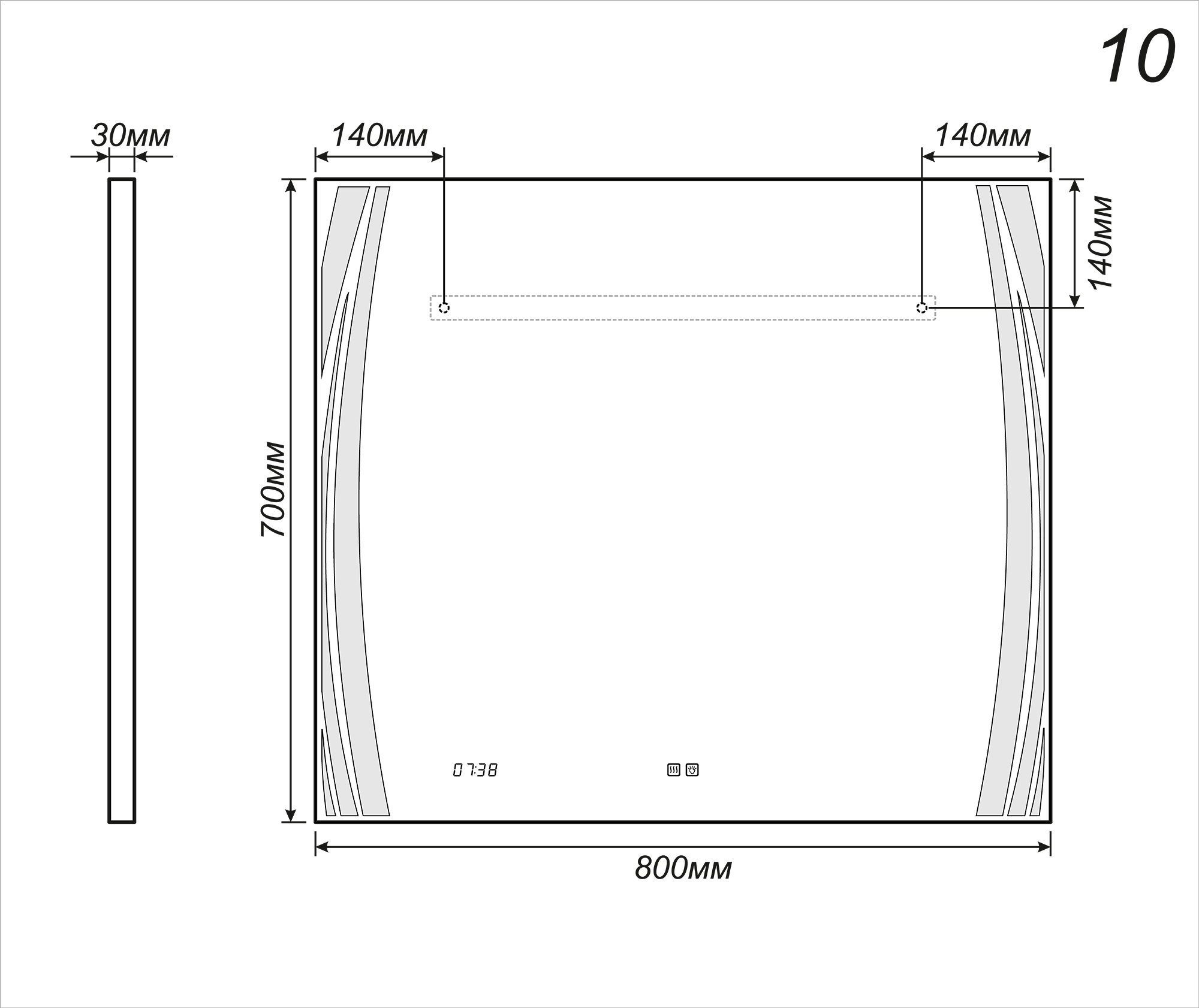 Зеркало Elen Luxe 800800⨉40⨉700 мм хром VIGO sun-id-664568 - Вид №4