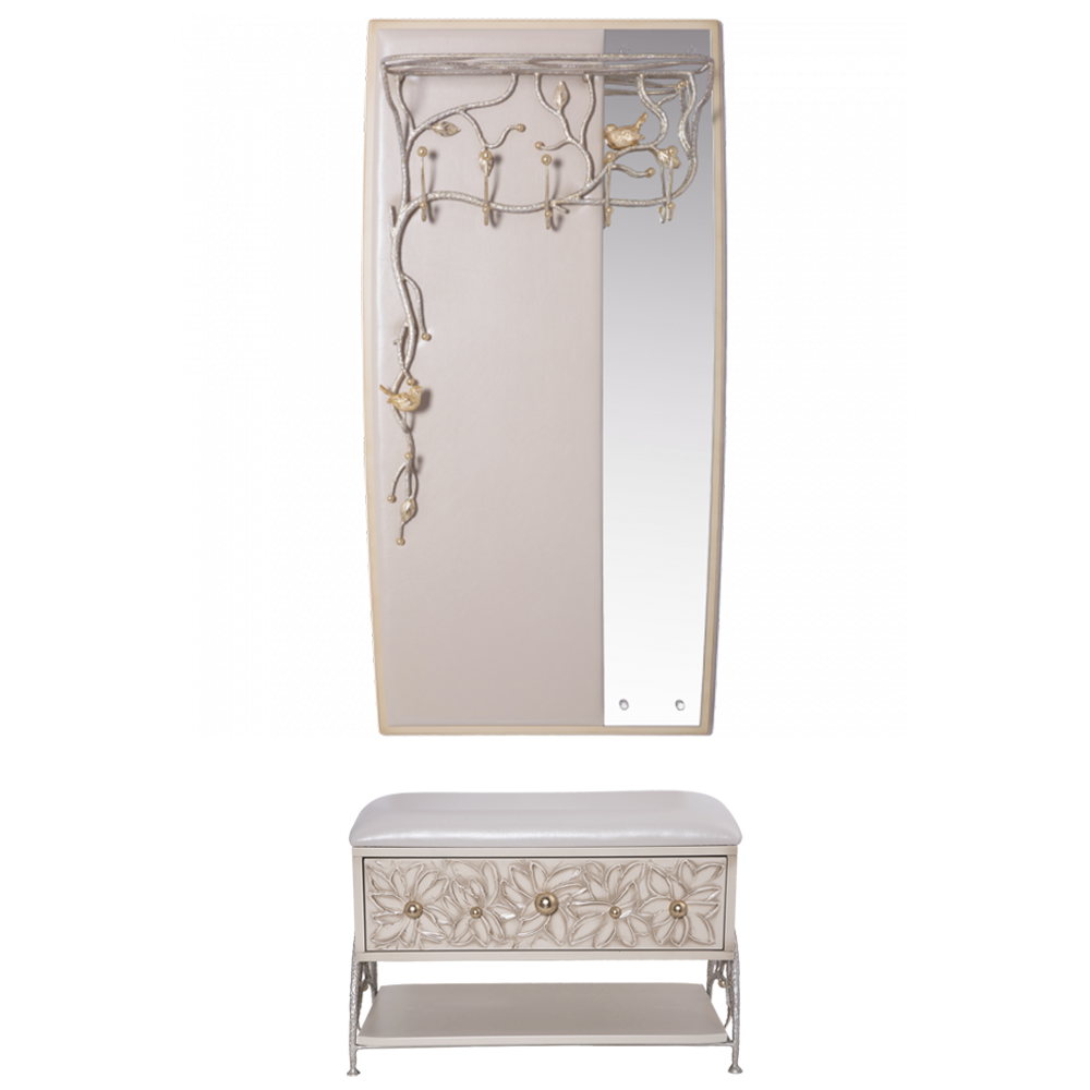 15011,14079 Настенная прихожая Терра Айвори с зеркалом BOGACHO 4627196590557, 4627196590526