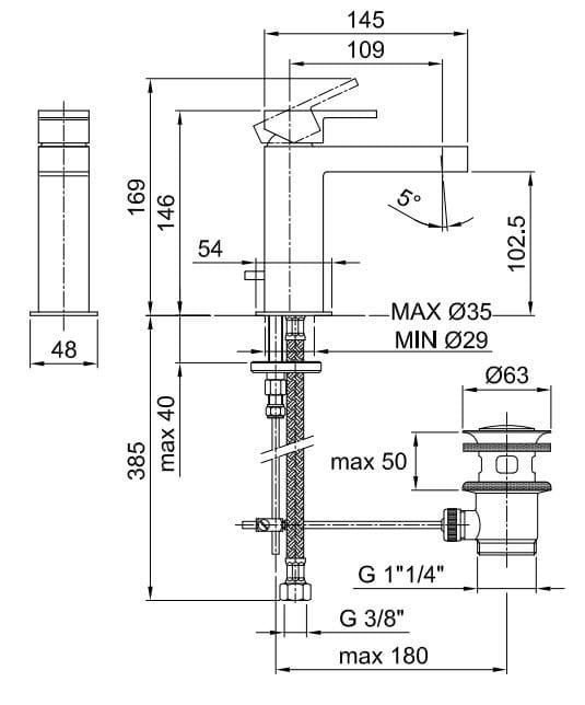 Смеситель для раковины с одним отверстием Fantini Rubinetti море ARCH-00098138 - Вид №2