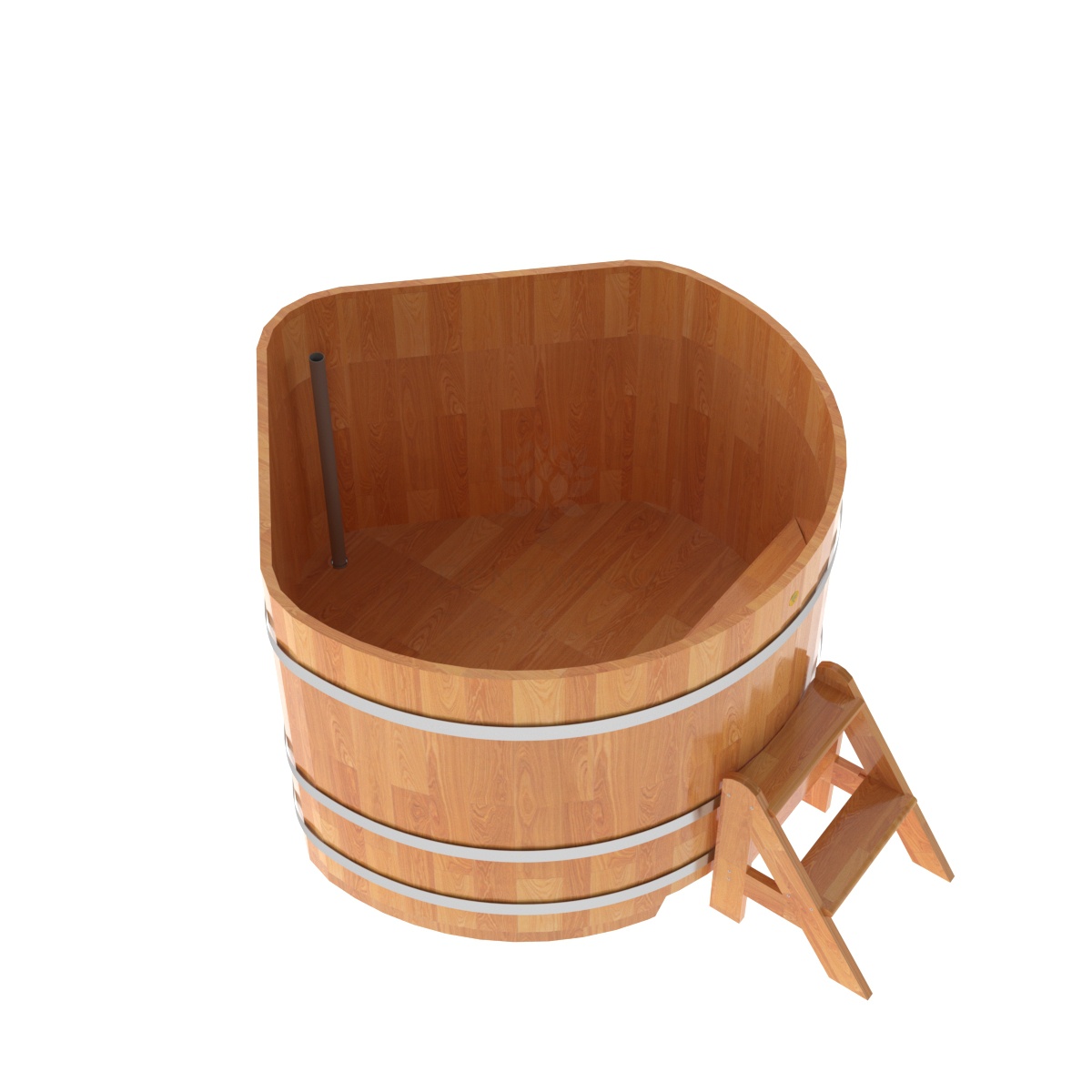 1582 Купель угловая из сращенных ламелей лиственницы 1,37х1,37х1,0 натуральная Alyarus  - Вид №2