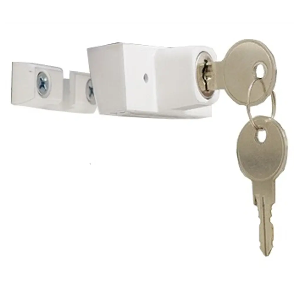 Блокиратор оконный с ключом 2.2x6 см, сталь, цвет белый Santreyd STLM-2007976