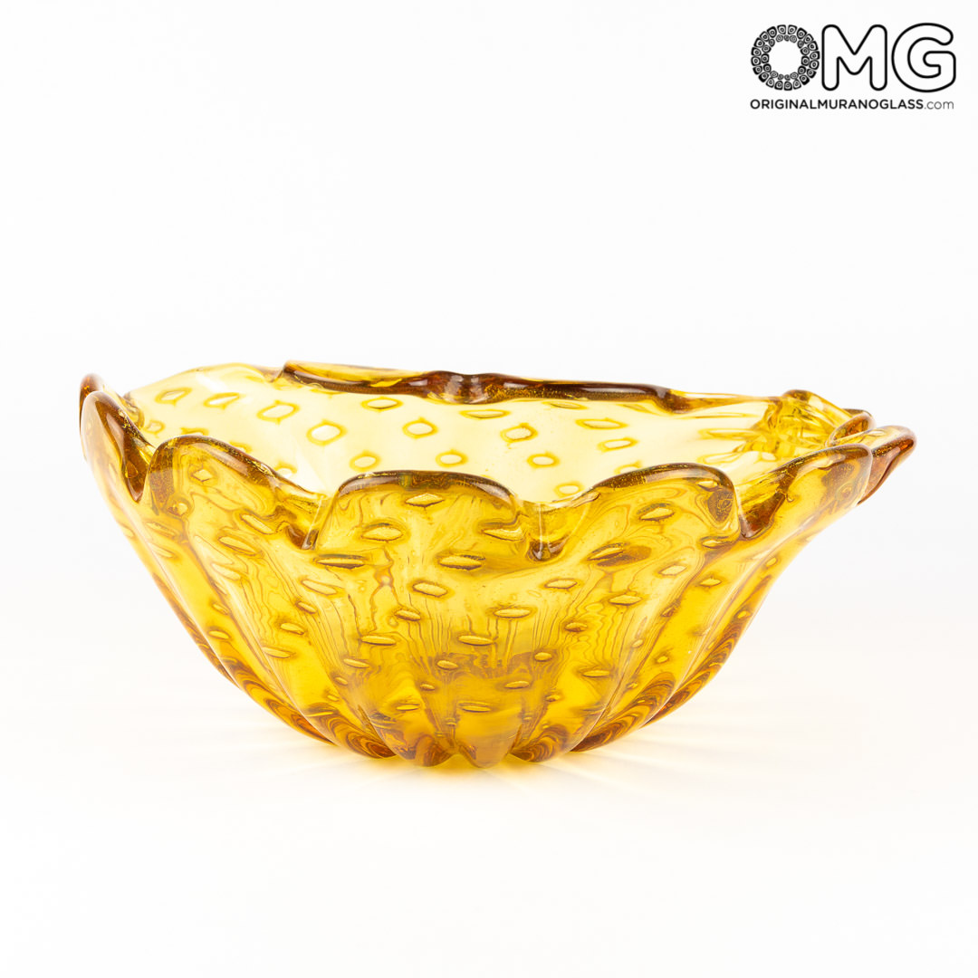 3600 ORIGINALMURANOGLASS Янтарное блюдце-вазочка - балетон - муранское стекло OMG 27 см  - Вид №1