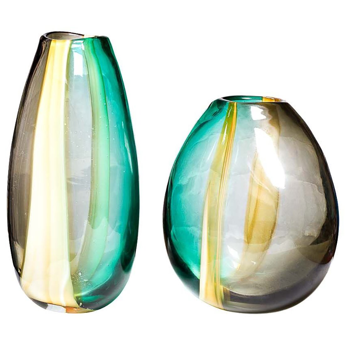 Ваза стеклянная желто-зеленая от Garda Decor GARDA DECOR - 033978 Зеленый;желтый;серый  - Вид №1