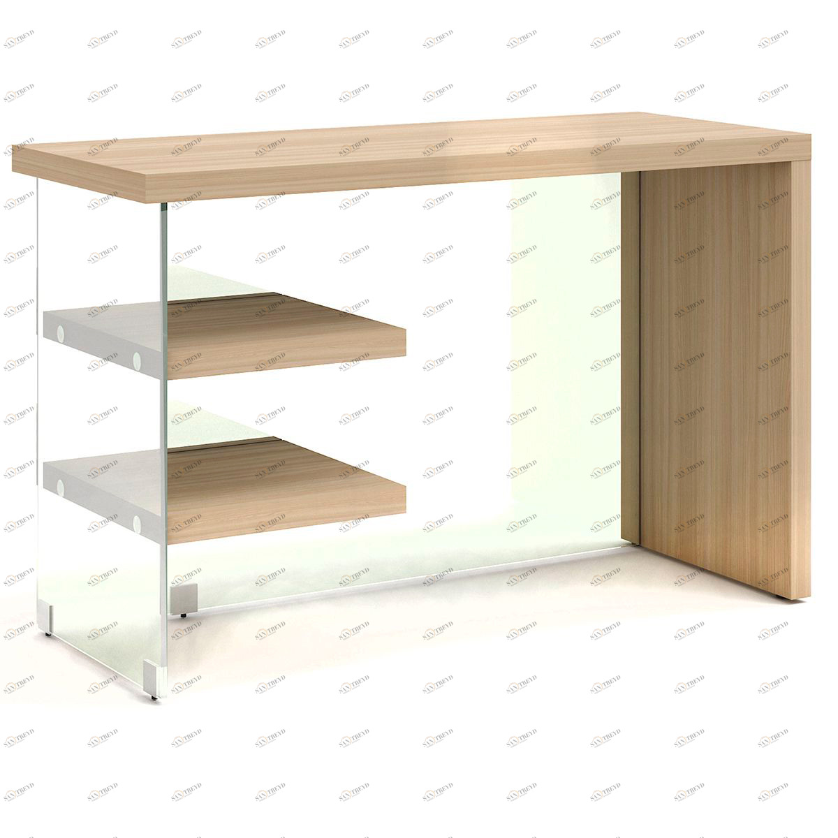 Письменный стол деревянный с полками и стеклянной опорой "Клак" GRAUM  303992 Бежевый 