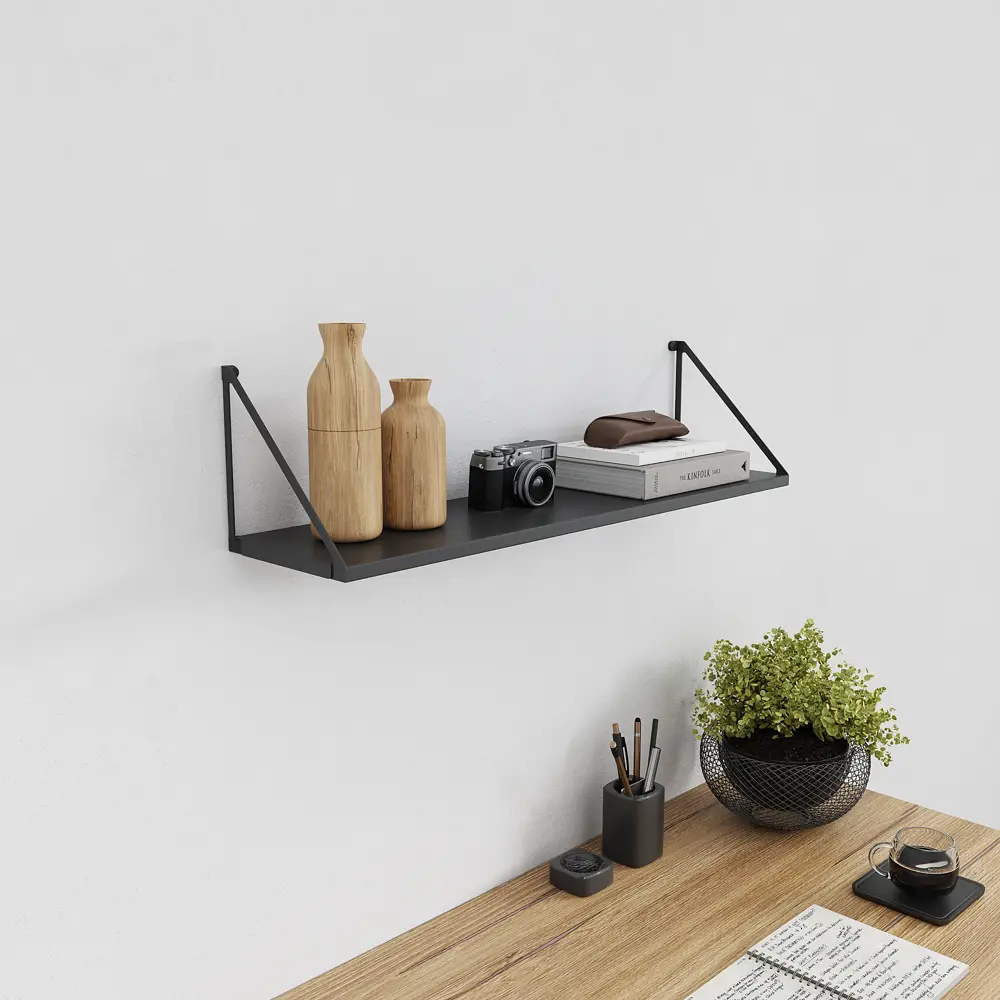 Настенная полка Бостон 80x20 см сталь цвет черный Santreyd STLM-2149872