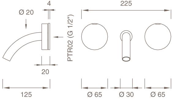 Ceadesign Группа из 2 смесителей открытого / закрытого типа с изливом Giotto Gio 13 - Вид №1