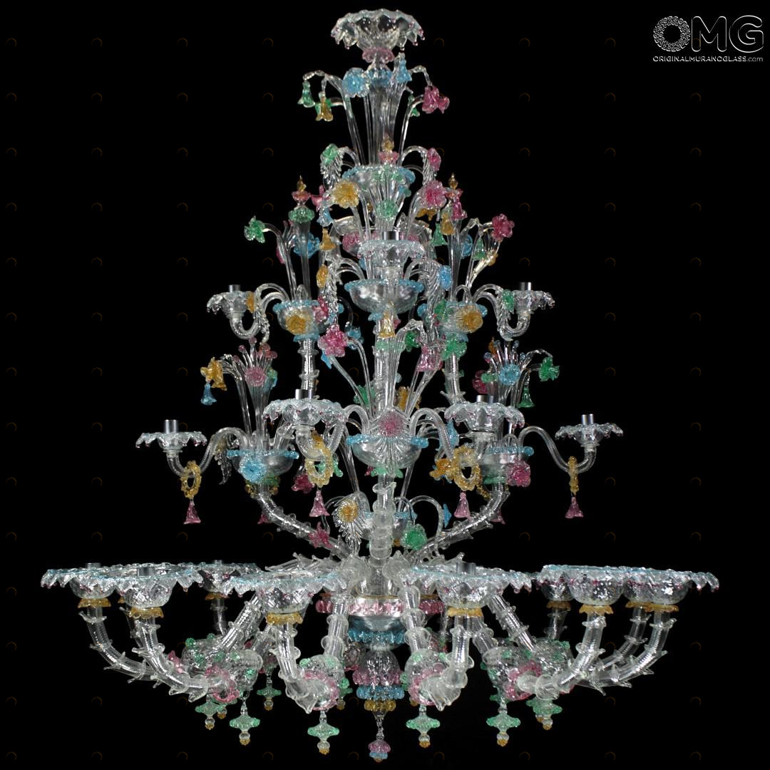 1065 ORIGINALMURANOGLASS Люстра Ессения на 21 лампочку - Реццонико - муранское стекло OMG  см 