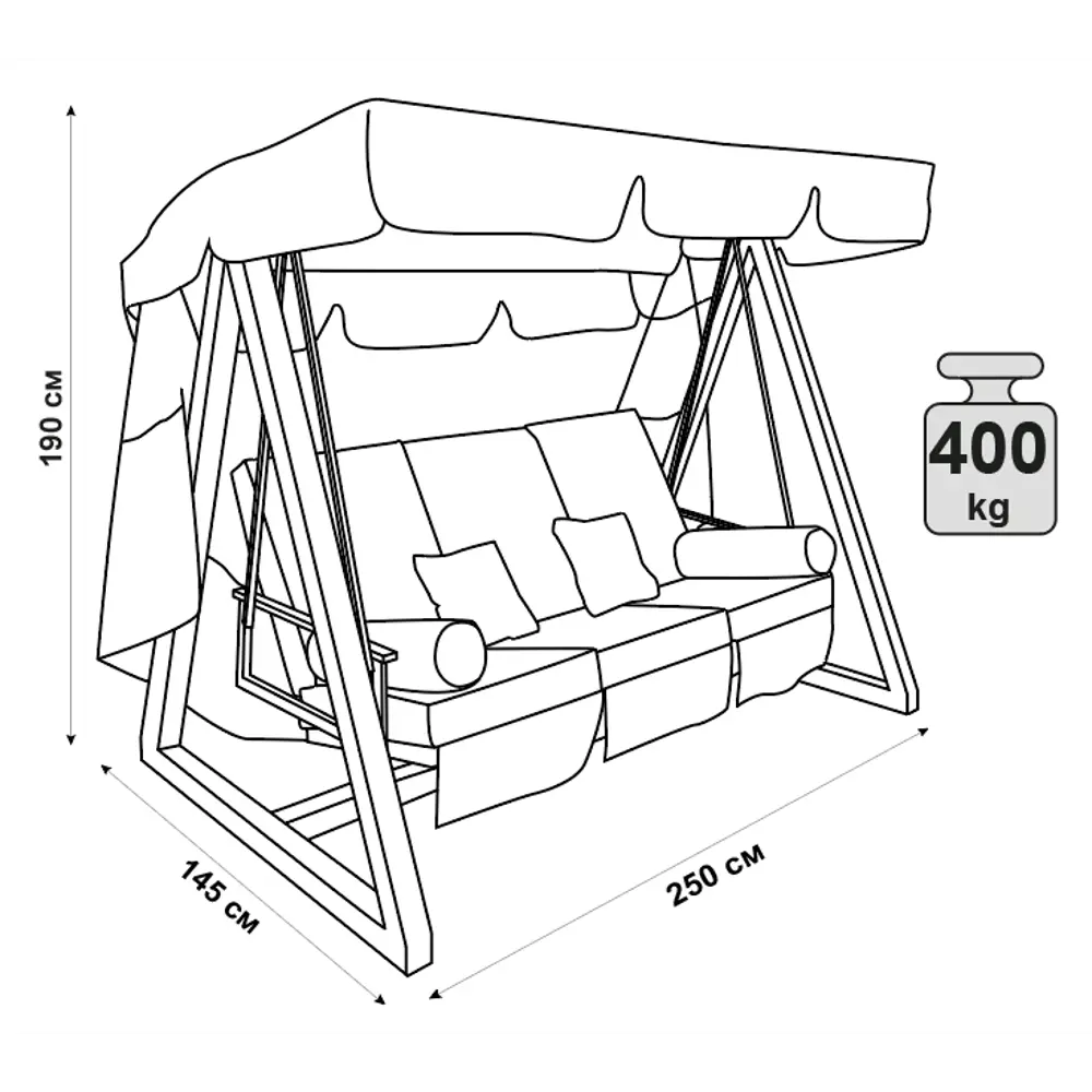 GREENGARD Мерида — трёхместные садовые качели серого цвета 89354373 STLM-0949340 - Вид №7