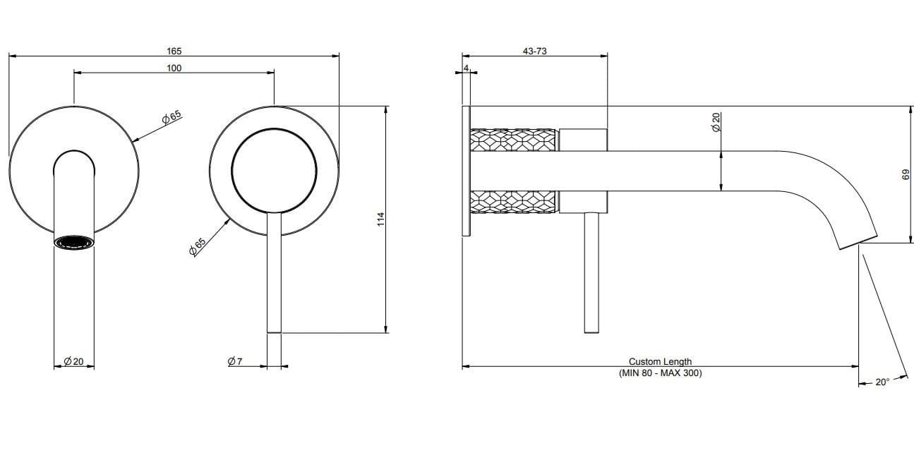 Настенный смеситель для раковины из нержавеющей стали с 2 отверстиями Gessi Messi316 ARCH-00062094 - Вид №3