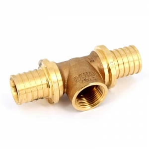 Тройник надвижной латунный REHAU 40 с внутренней резьбой на боковом проходе