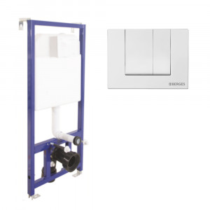 040241 Инсталляция BERGES для скрытого монтажа унитаза NOVUM кнопка S1 белая  Berges NOVUM S3