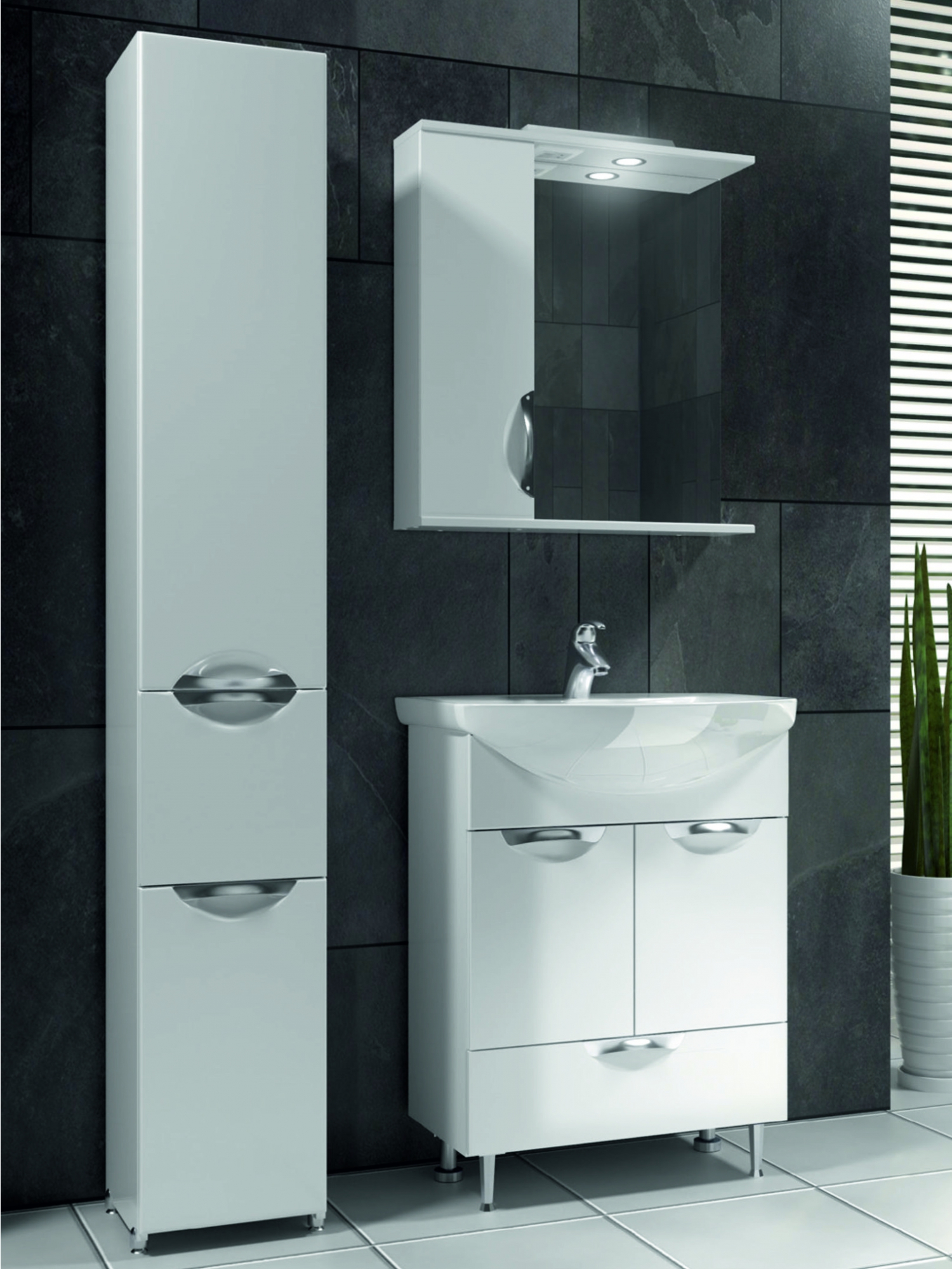 Зеркало Callao 650 левый, со спотом650⨉150⨉700 мм белый VIGO sun-id-664529 - Вид №2