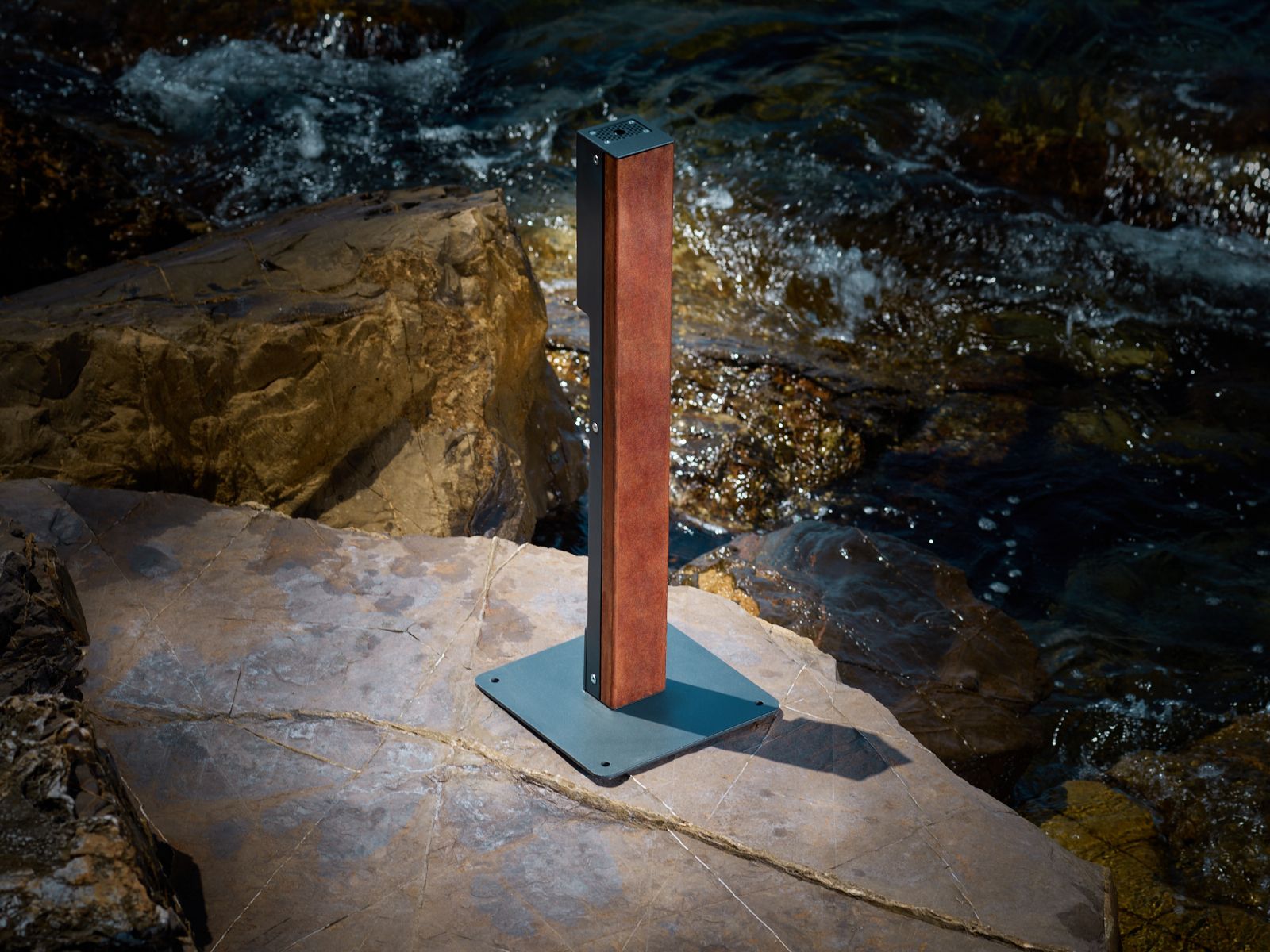 Стальной и деревянный фиксированный боллард с опорной плитой CYRIA Pysa ARCH-00052891