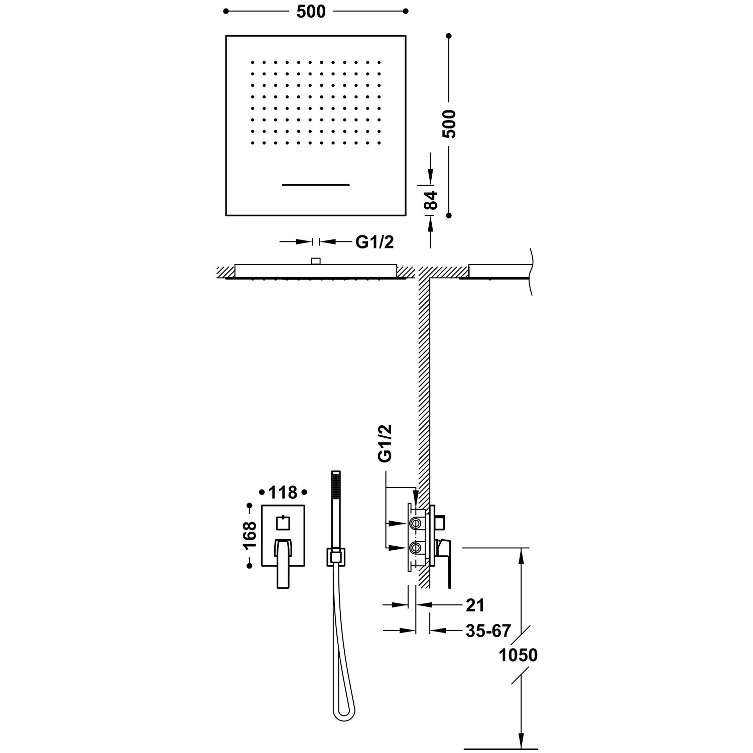 RAPID-BOX Комплект 3-ходового скрытого смесителя для душа с одной ручкой Rapid-box Rapid-box-20227302 TRES - Вид №1