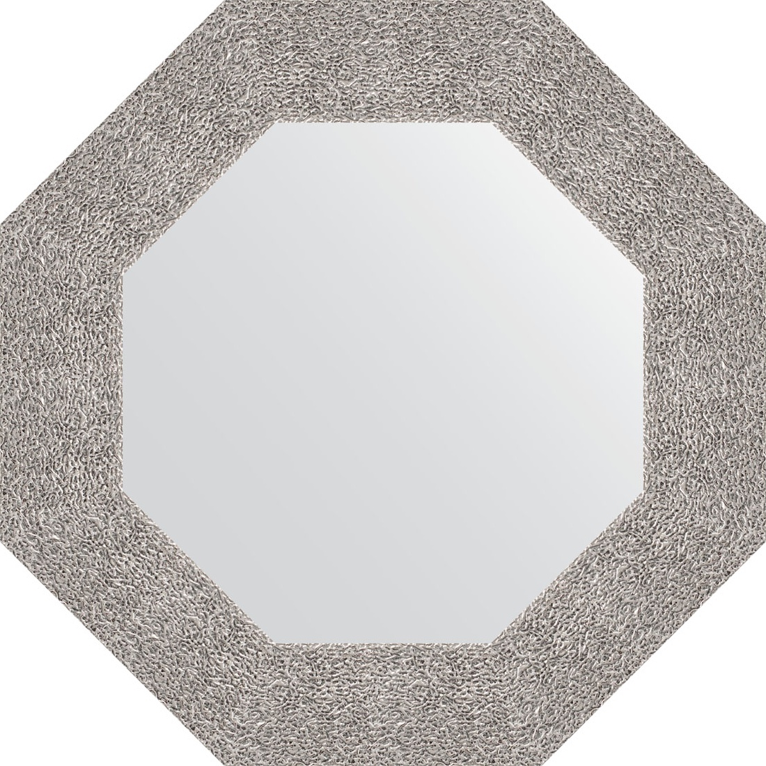 BY 3802 Зеркало в багетной раме - чеканка серебряная 90 mm EVOFORM Octagon