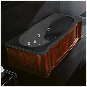 Ванна Gruppo treesse New Classic Young ATC-V674Q-DX-WO-C чёрная с гидромассажем аэромассажем и дезинфекцией прямоугольная правая дерево орех