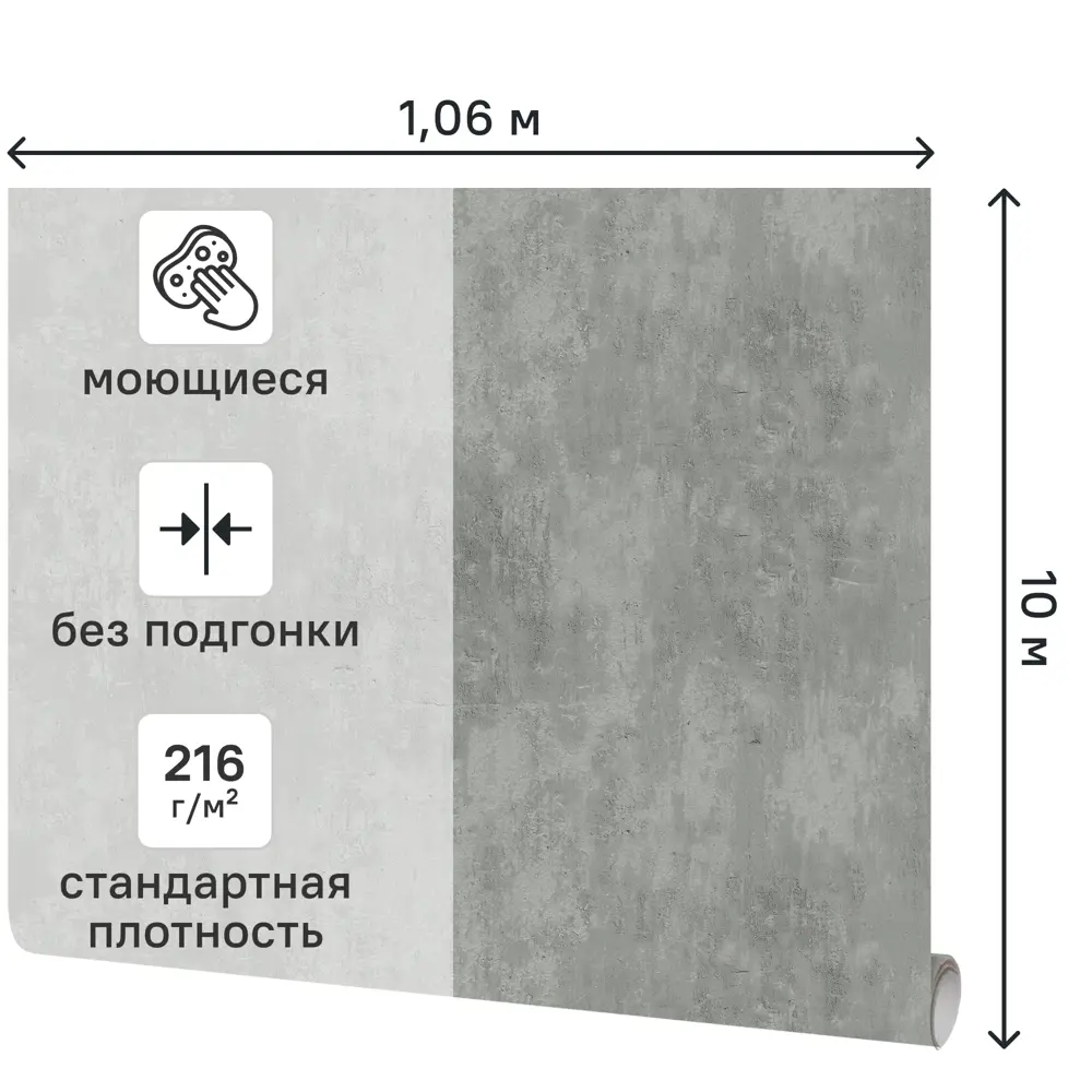 Обои флизелиновые Wall Decor Лофт темно-серые 1.06 м 75307-41 STLM-2185484