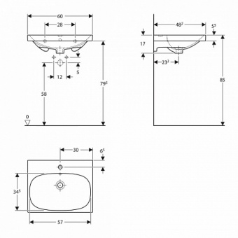 500620018 Подвесная раковина настенная прямоугольная Keramag  белая  - Вид №2