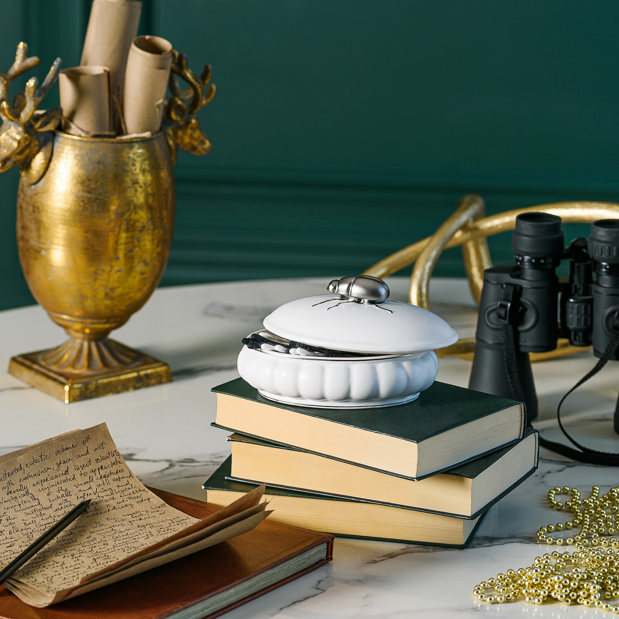 89097070 Шкатулка для ватных палочек цвет белый Buzz Fauna Santreyd  - Вид №4