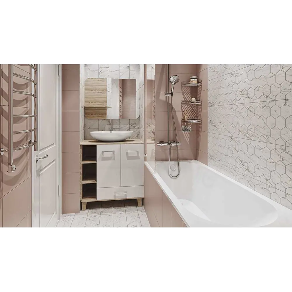 Плитка настенная Marble «Гексо» 60x30 см 1.62 м2 цвет белый матовый BELANI STLM-2145793 - Вид №8