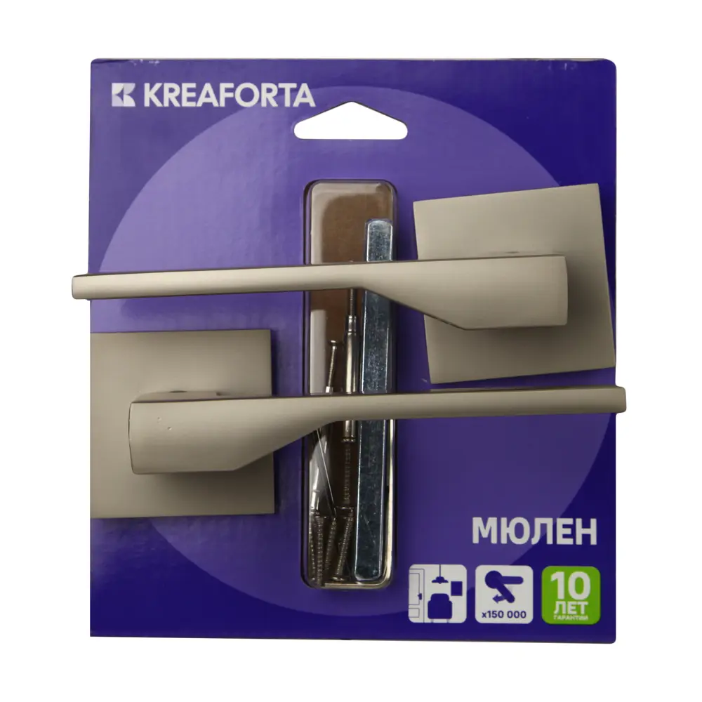 Дверная ручка на розетке KREAFORTA Мюлен без запирания цвет никель STLM-2209286 - Вид №3