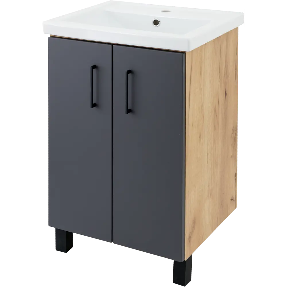 Тумба под раковину Акваль Лофт 50 см напольная цвет дуб вотан/серый матовый 82796918 STLM-2078504 - Вид №2