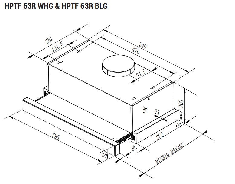 9106750 Вытяжка телескопическая Hotpoint HPTF 63R WHG белый/белый STDN-0008198 - Вид №11