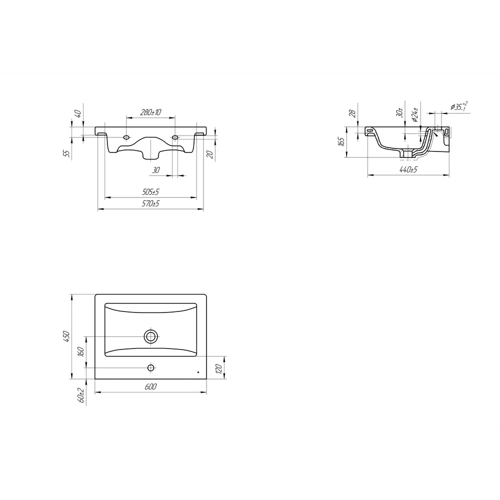 Раковина «Como» для тумбы «Альтере» 60 см Santreyd Без серии STLM-2002775 - Вид №3