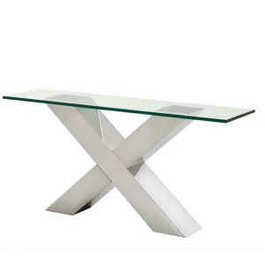 Консоль металлическая со стеклянной столешницей крестообразной опорой X от Eichholtz Хром EICHHOLTZ EICHHOLTZ 060985 Прозрачный;хром