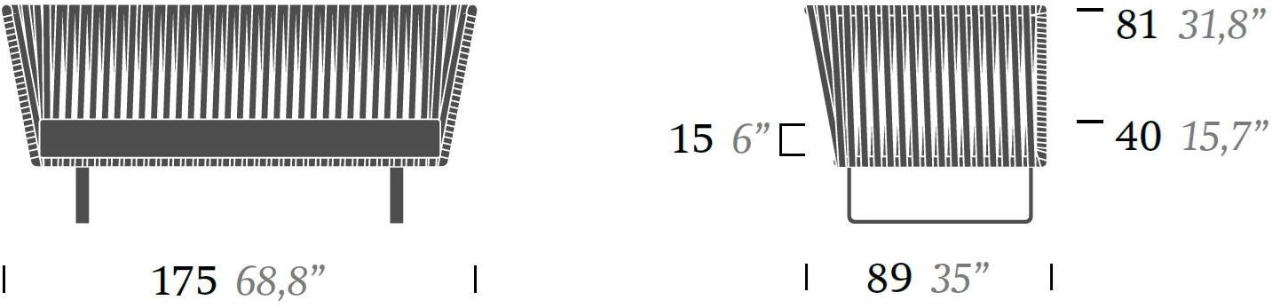 Kettal 2-местный садовый диван с тканевой обивкой Bitta lounge #70450-40 - Вид №2