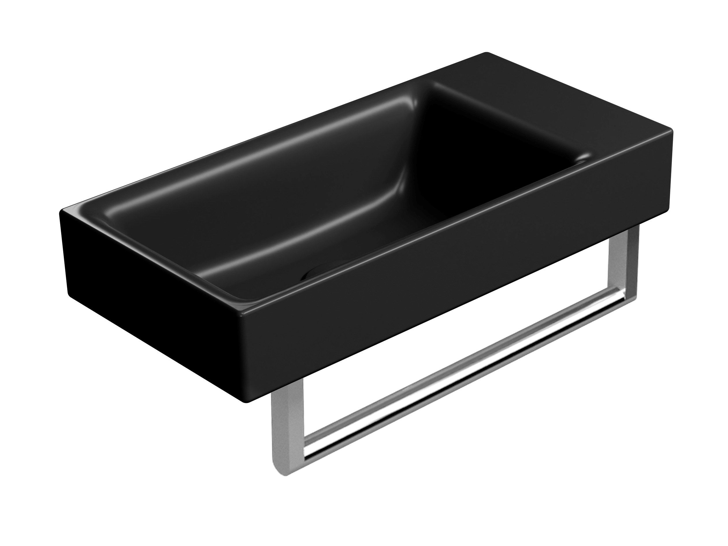 Керамическая подвесная прямоугольная ручная мойка с держателем для полотенец GSI ceramica Nubes ARCH-00075815 - Вид №3