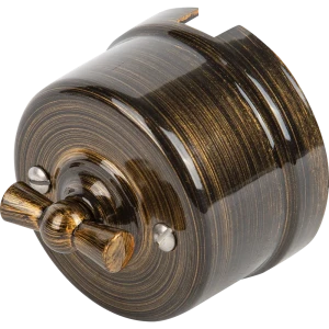 Выключатель накладной Electraline 2 клавиши цвет бронза 84229218 STLM-2006389