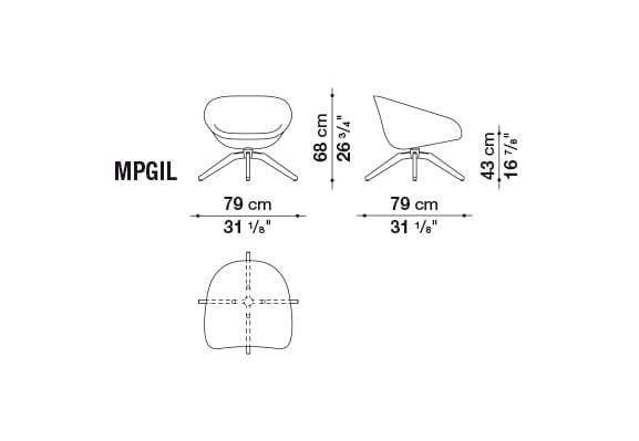 Вращающееся кресло на сиденье из ткани B&B Italia Mart ARCH-00033718 - Вид №4