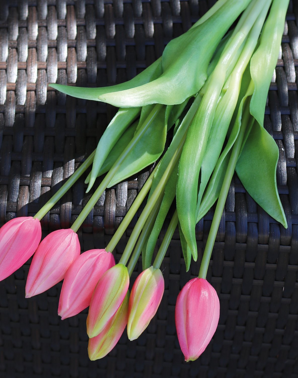 2942 515 a3 Букет из искусственных тюльпанов, 7-кратный, 44 см, real touch, розовый H-andreas  - Вид №8