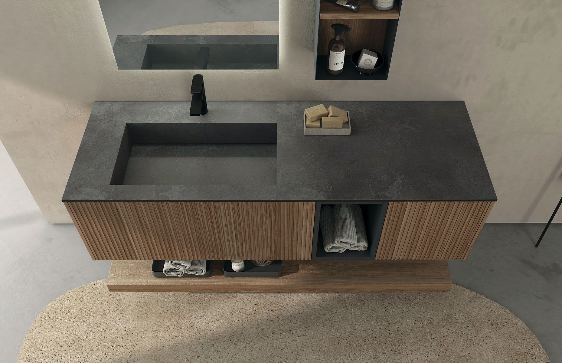 Деревянный подвесной шкаф с одной раковиной LEGNOBAGNO Ri-Stretch ARCH-00036512 - Вид №1