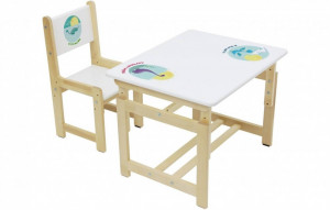 vpk-0003051-04 Комплект растущей детской мебели Polini kids Eco 400 SM, Дино 1, 68х55 см, белый-натуральный ВПК (Тополь)
