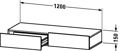 DS827100909 Полочка с ящиком DuraStyle #DS8271 1200 x 440 мм Светло-голубой матовый декор Duravit - Вид №1