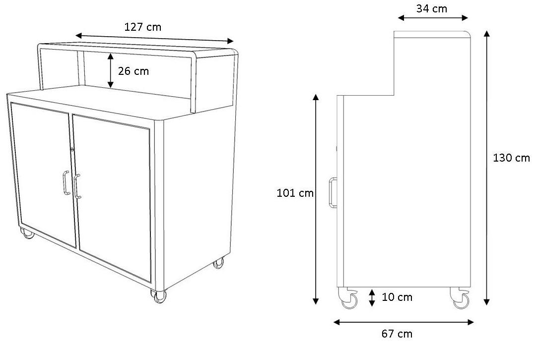 müller möbelfabrikation Барный шкаф стальной на колесиках Classic line sun-id-1393330 - Вид №3