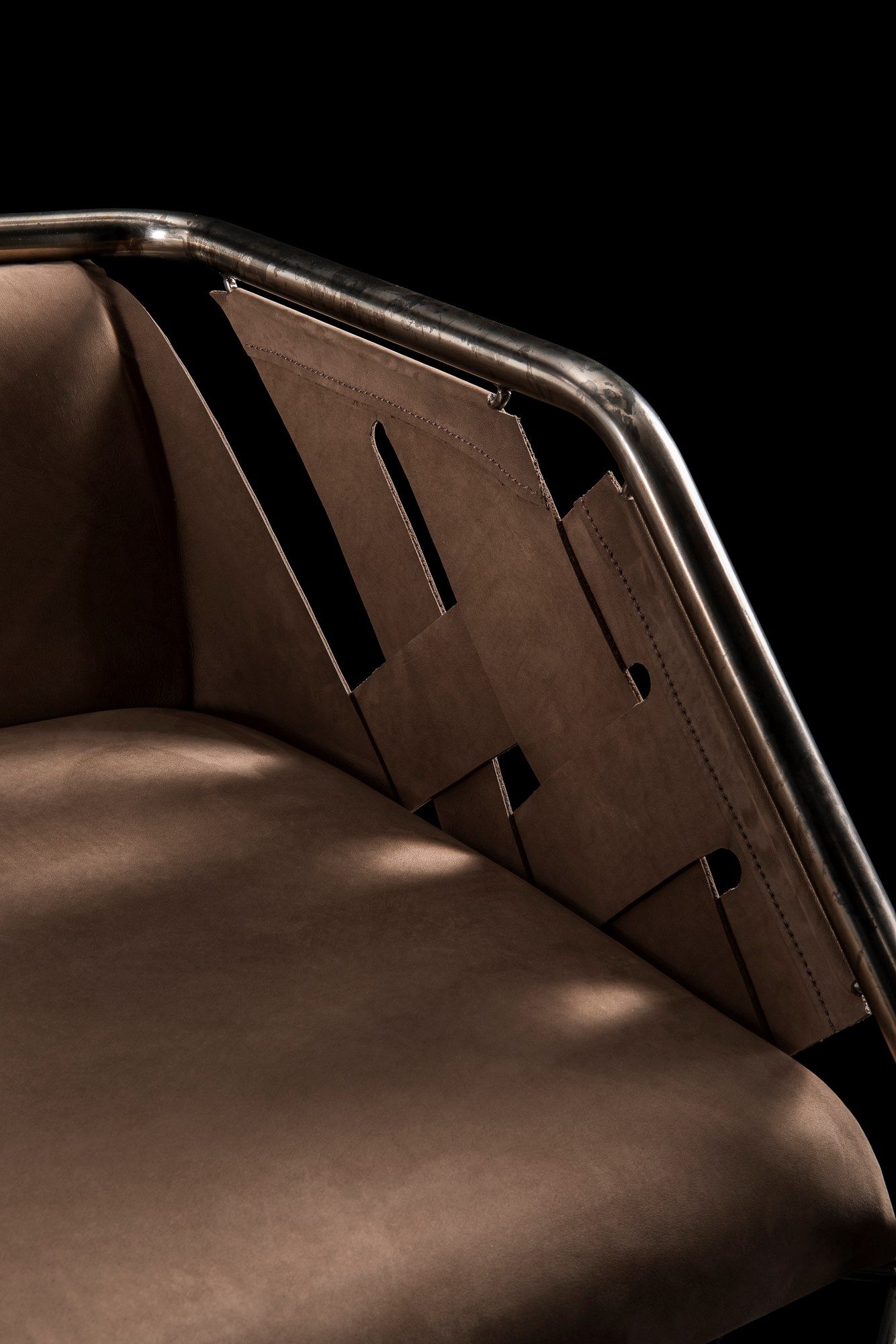 Кожаный мягкий стул с металлическим каркасом Henge Strip ARCH-00146838 - Вид №3