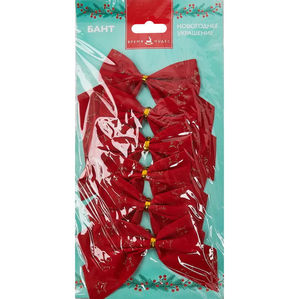 Бант новогодний Красный в клеточку 6 шт Santreyd STLM-2040139