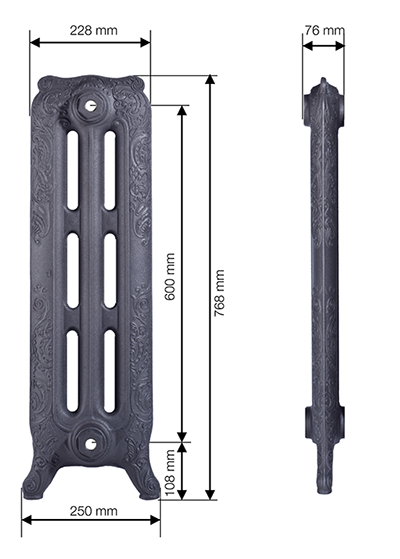 Чугунный радиатор GuRaTec Apollo 765 8 секций 7820 - Вид №1